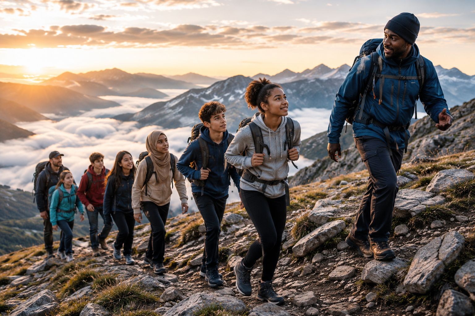 Young people and trusted adults walking together
