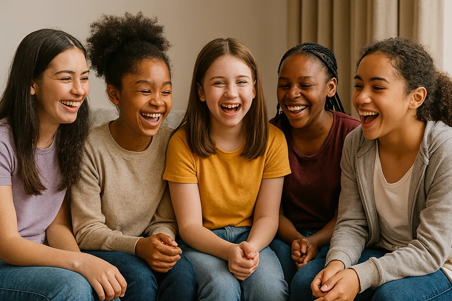 Girls laughing together