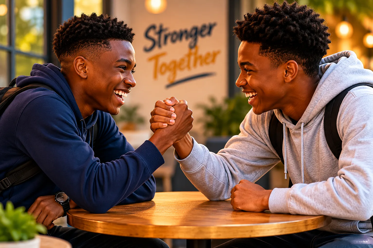 Two boys connecting positively